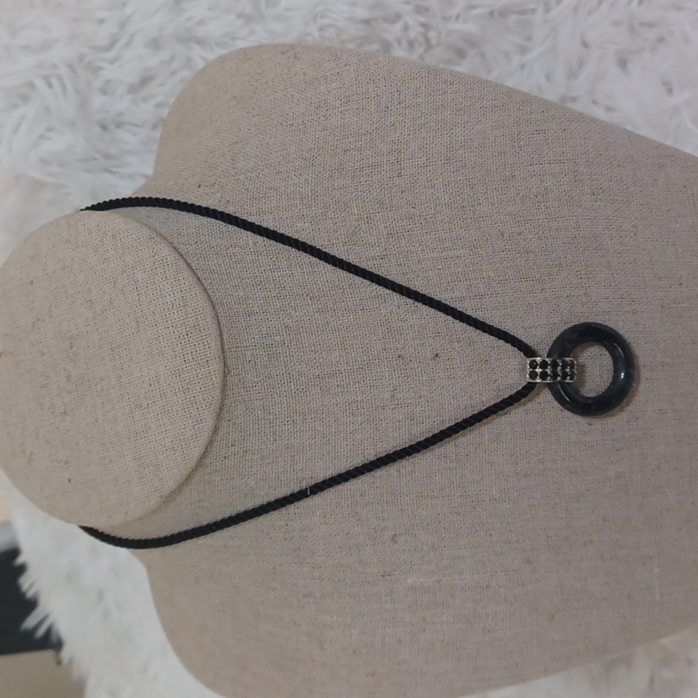 Jade of Yesteryear Jade & Gemstone Pendant with adjustable cord Black Spinel NEW